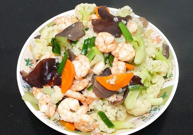 白花椰菜炒蝦仁食譜