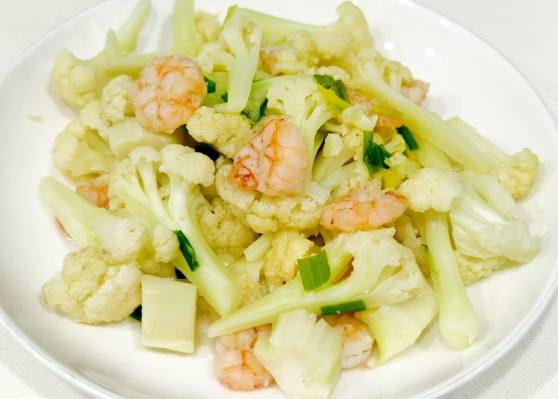 白花椰菜炒蝦仁做法